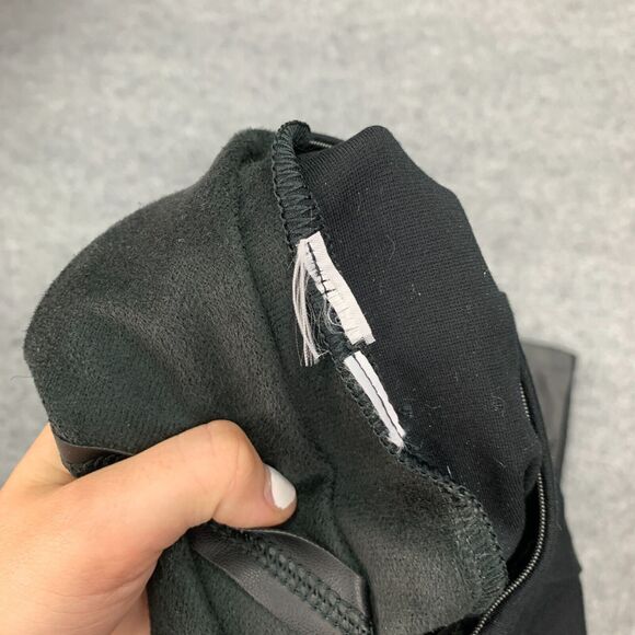 Ann Taylor Faux Leather Pants Womens 8 Black Stretch Panel Side Zip Tapered - Picture 9 of 11